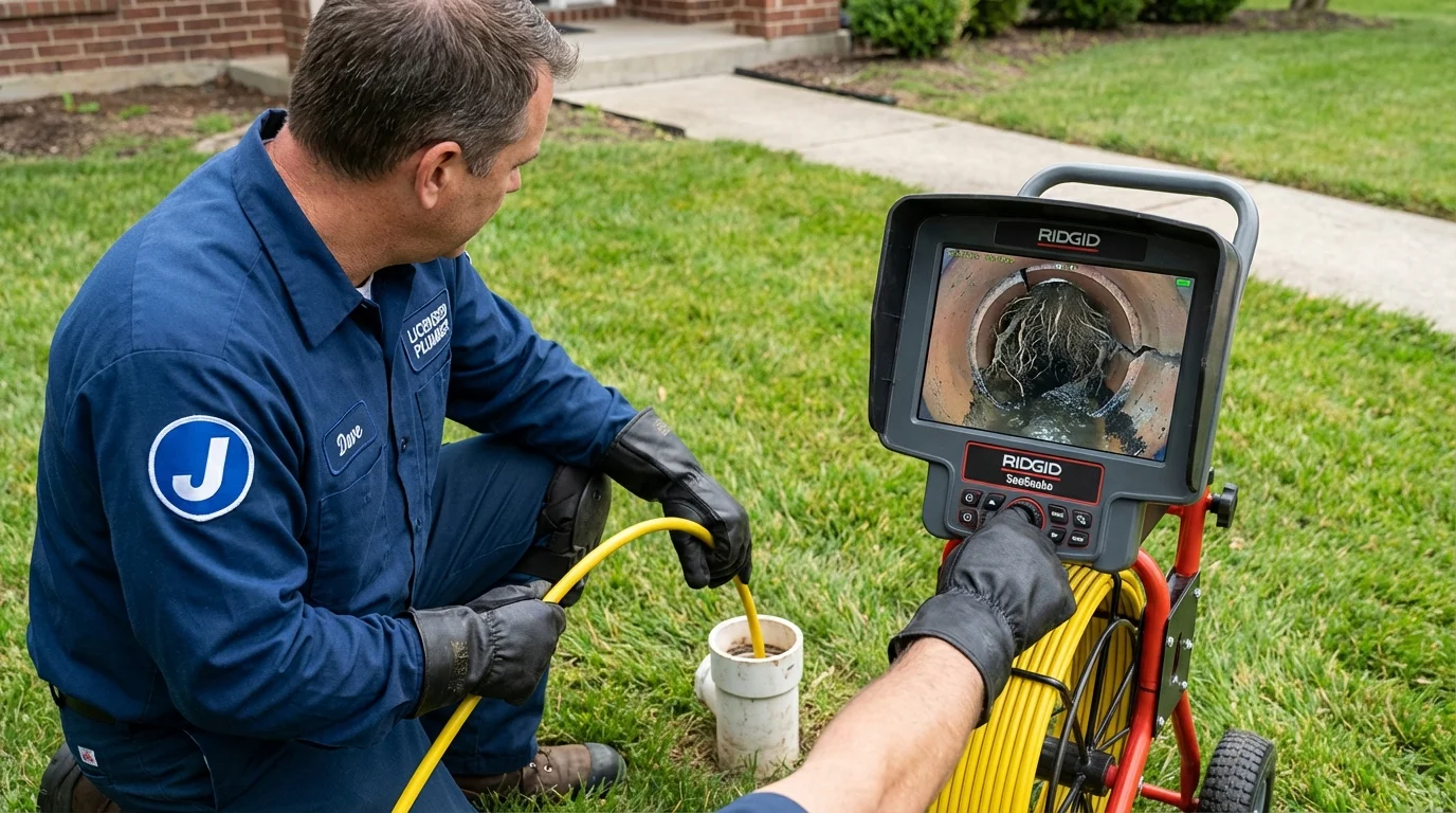 Sewer camera inspection being performed by Johns Plumbing LLC in Clark