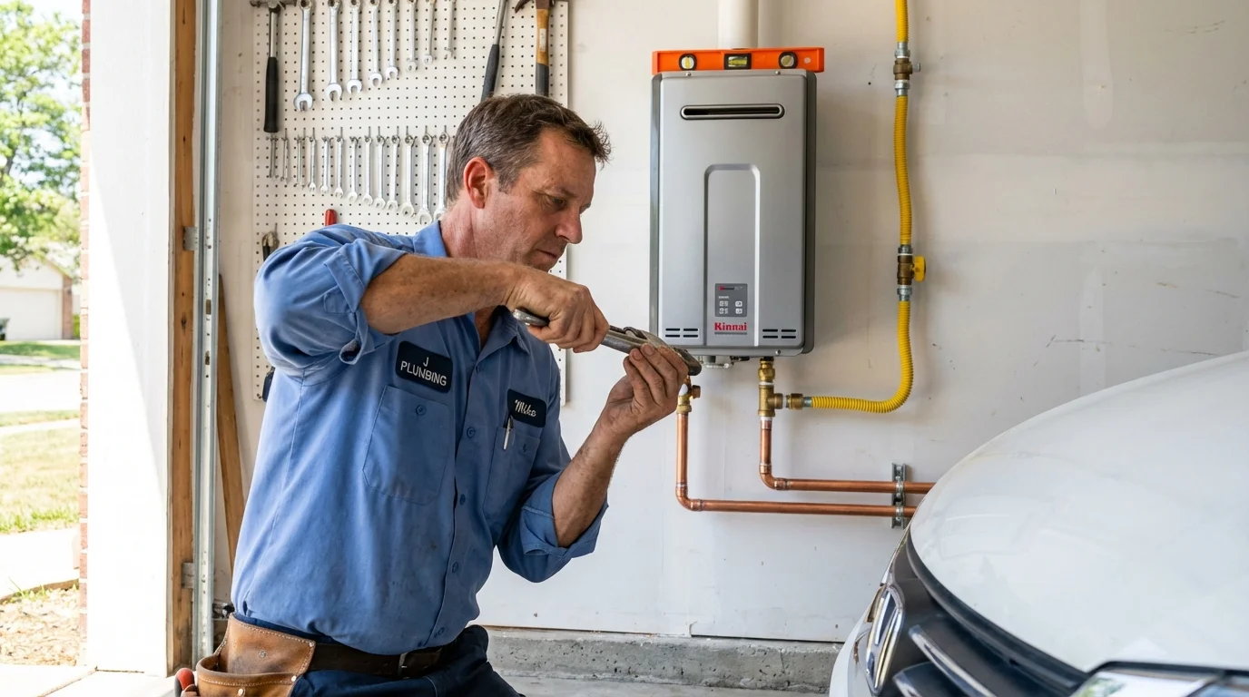 Tankless water heater installation by a Johns Plumbing LLC plumber in Clark