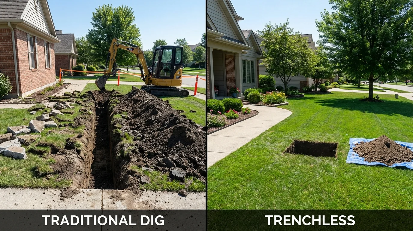 Trenchless sewer repair with minimal yard damage versus traditional excavation in Clark, NJ